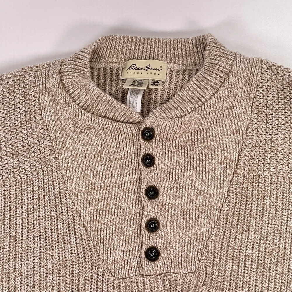 Eddie Bauer Men’s Vintage Made In USA Henley Sweater Large - Picture 3 of 11